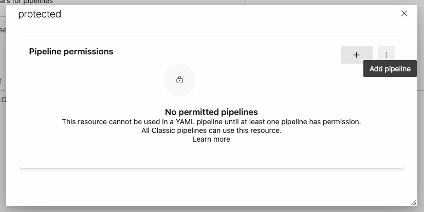 variable group pipeline permission settings